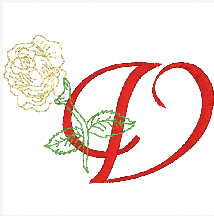 Yellow Rose Alphabet [4x4] 11827  Machine Embroidery Designs