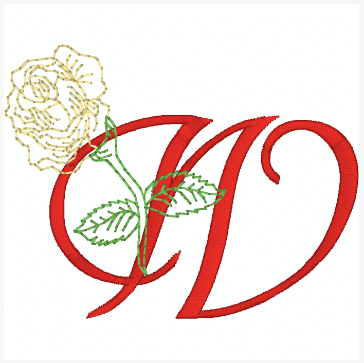 Yellow Rose Alphabet [4x4] 11827  Machine Embroidery Designs