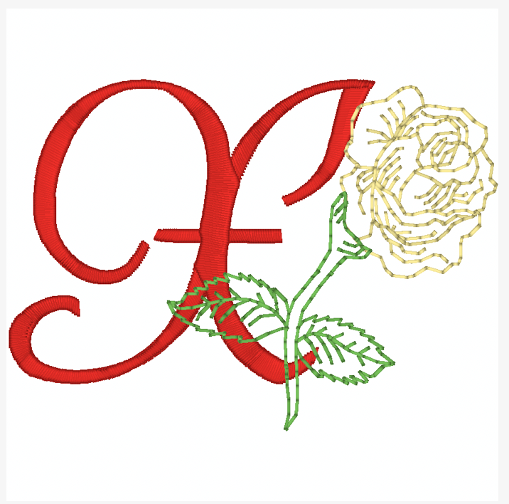 Yellow Rose Alphabet [4x4] 11827  Machine Embroidery Designs