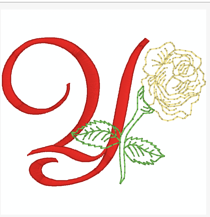 Yellow Rose Alphabet [4x4] 11827  Machine Embroidery Designs