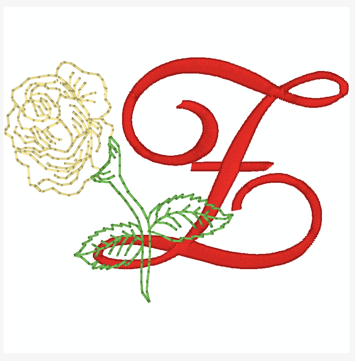 Yellow Rose Alphabet [4x4] 11827  Machine Embroidery Designs