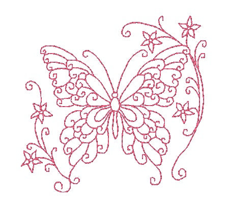 Redwork Curly Butterflies 10984 Machine Embroidery Designs