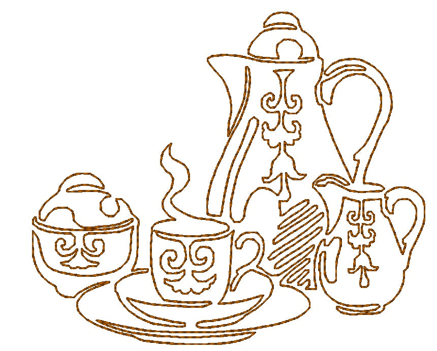 Continuous Line Coffee [5x7] 11563 Machine Embroidery Designs