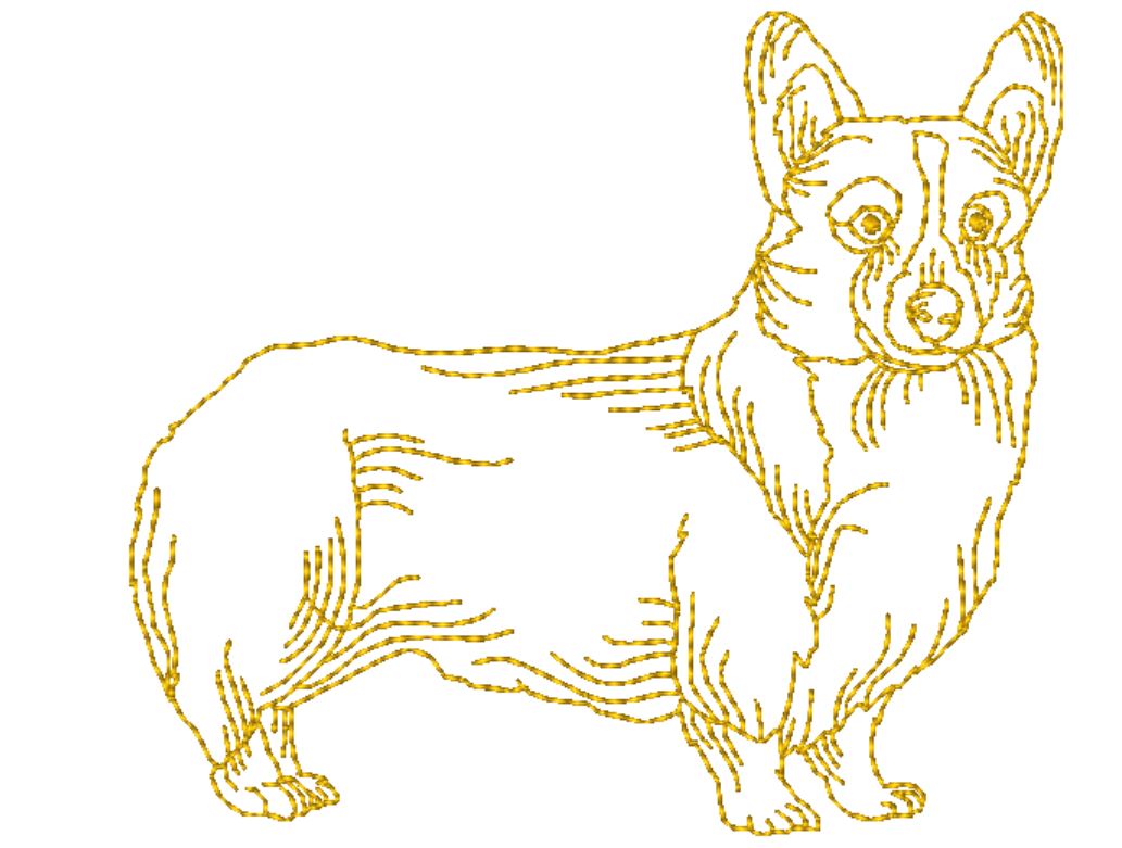 Dog Breed Corgi Redwork [4x4] 10638 Machine Embroidery Designs
