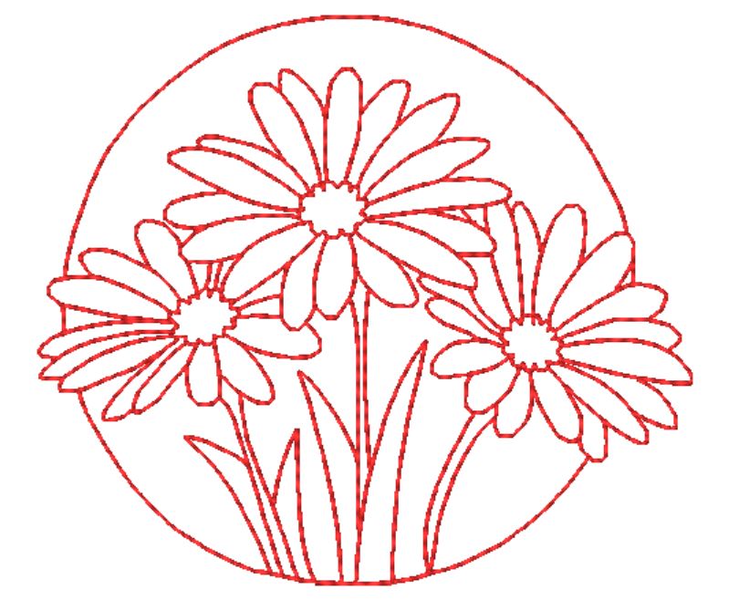 Circle Flowers-2 Redwork [4x4] Machine Embroidery Designs