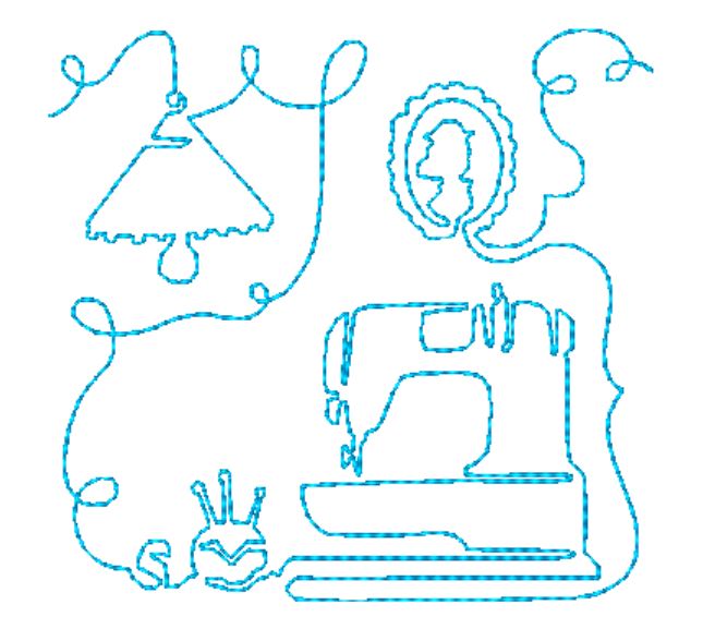 Continuous Line Sewing Redwork [4x4 & 5x7] Machine Embroidery Designs # 10634
