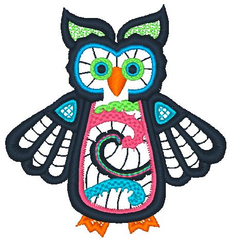 Funky Colorlace Owls [4x4] 11551 Machine Embroidery Designs