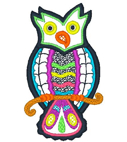 Funky Colorlace Owls [4x4] 11551 Machine Embroidery Designs