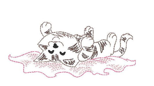 Cat Color Sketches Redwork [5x7] 11538 Machine Embroidery Designs