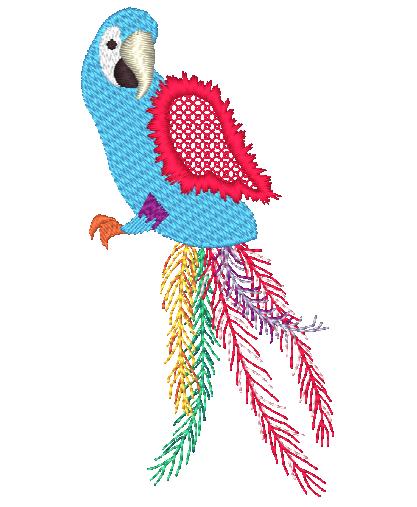 Colorful Lacey Parrots [5x7] Machine Embroidery Designs
