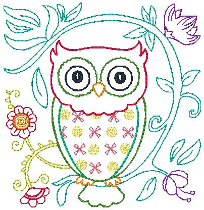 Owls and Flowers [5x7] 11619 Machine Embroidery Designs