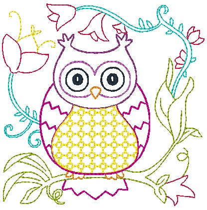 Owls and Flowers [5x7] 11619 Machine Embroidery Designs