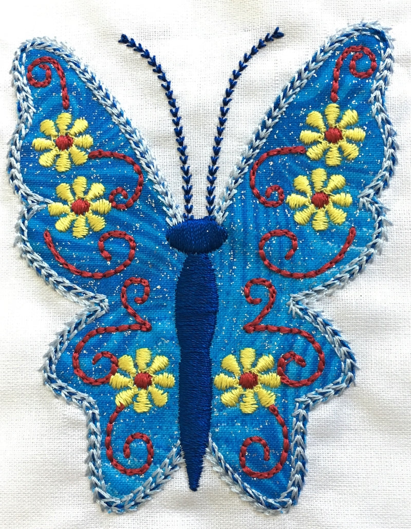 Applique Curly Butterflies  [4x4] # 10037
