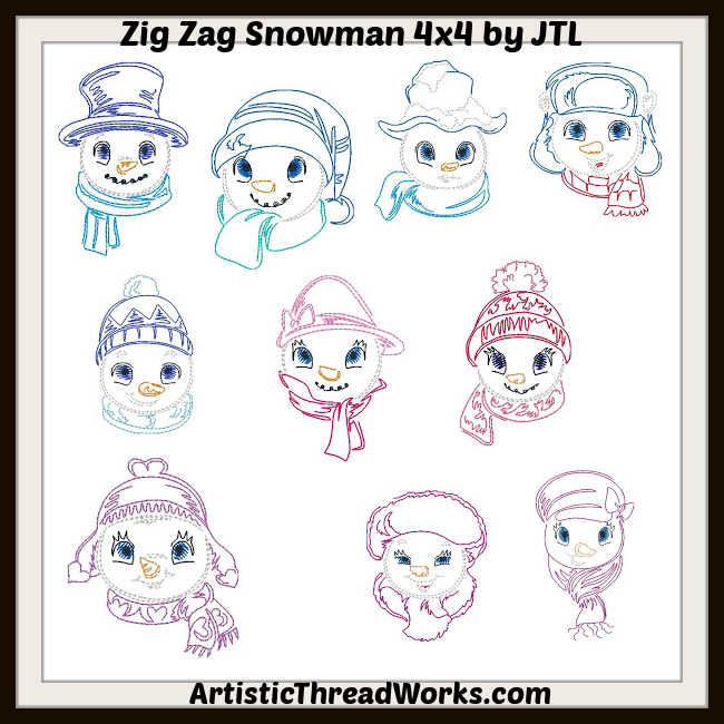 Zig Zag Snowmen for [4x4] # 10408